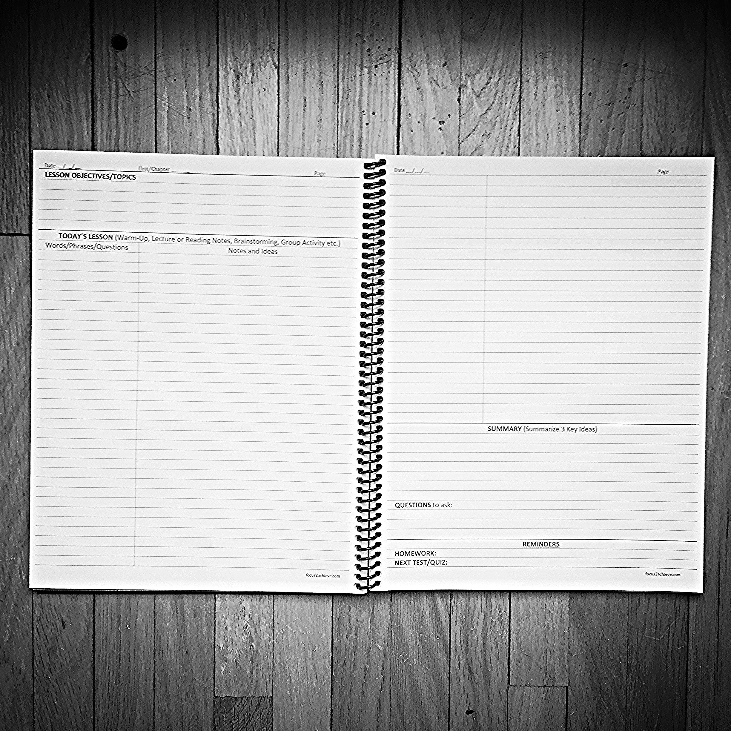 Focus Method School Notebook Black - Cornell Note Taking System