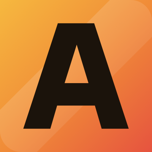 Activity Launcher: “Orange-to-red gradient app icon with a bold black letter A.”