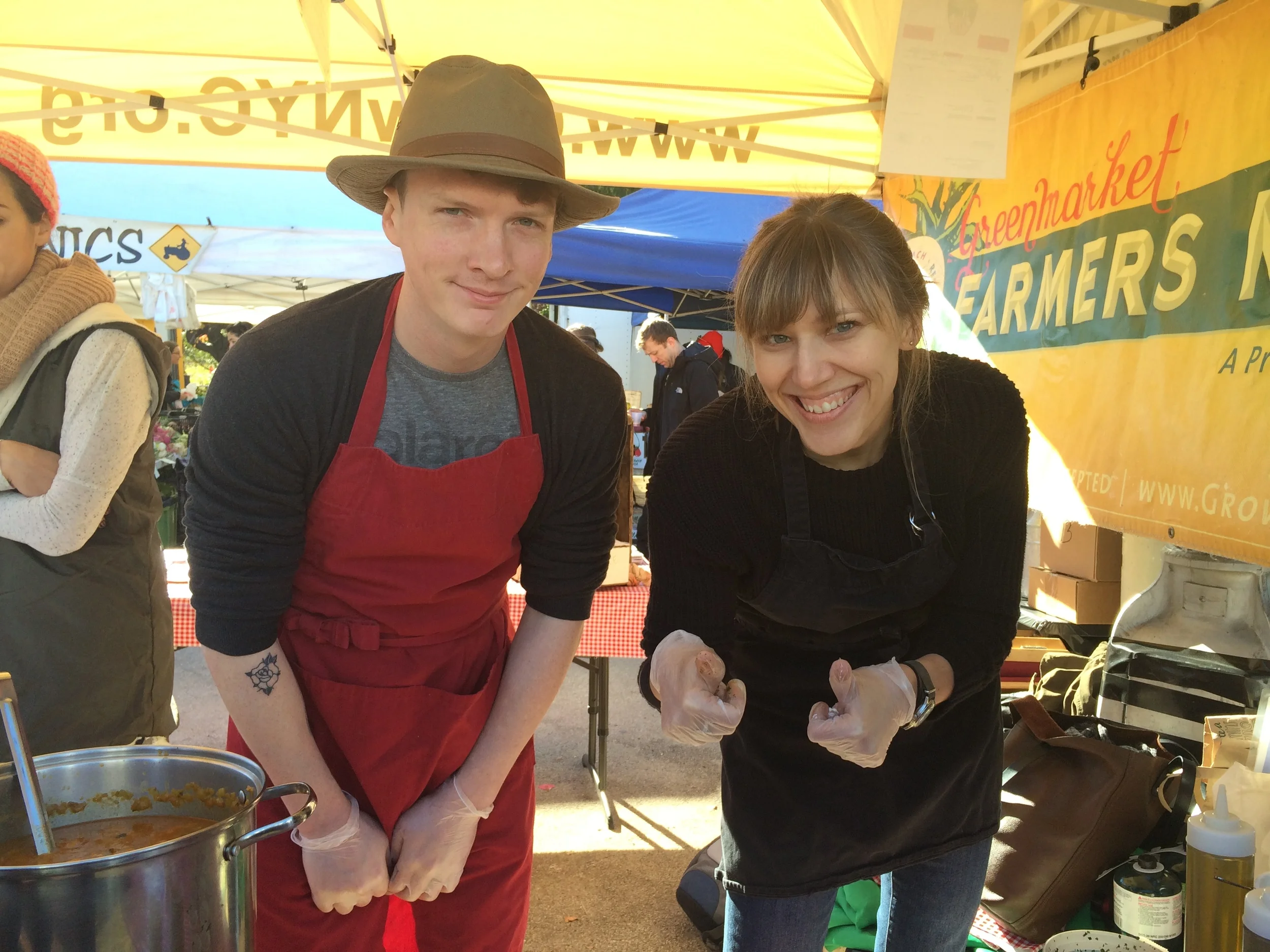 My "soup-erb" fellow cook, Kenny Dawes, and me gearing up to warm some bellies. 
