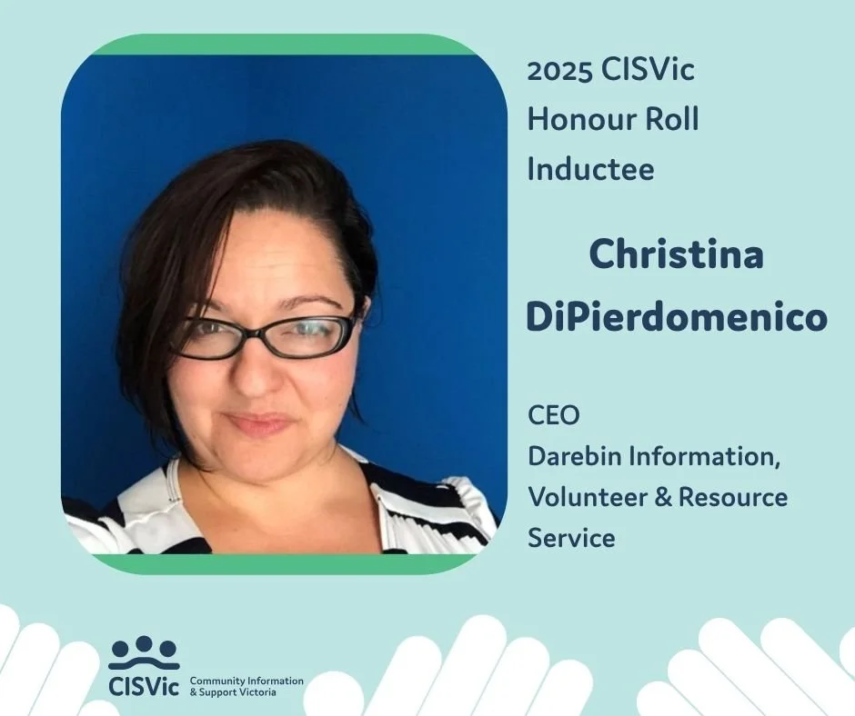 We are delighted to share that at our peak body's AGM, they announced our CEO Christina DiPierdomenico is being awarded the CISVic Honour Roll. 

✨Congratulations Christina!✨ Here's what they said:

Christina&rsquo;s leadership at DIVRS has had a pro