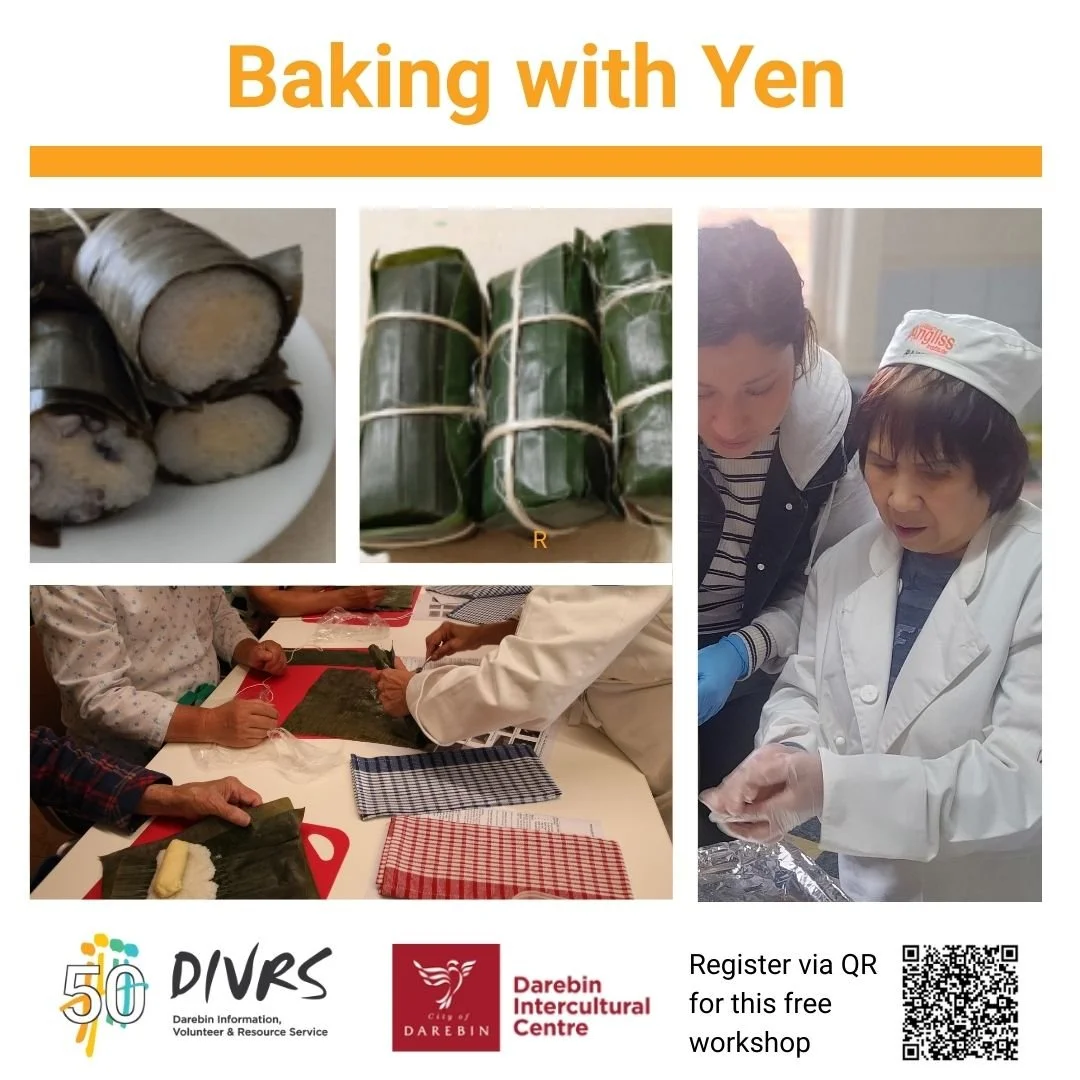 Our next cooking session is this Friday.
Learn to bake some of Yen&rsquo;s favourite Australian-Vietnamese dishes, each month a new dish.
This session make B&aacute;nh B&ocirc;ng Lan (Vanilla Sponge Cake)

Decorate your own &lsquo;Easter Egg&rsquo;-t