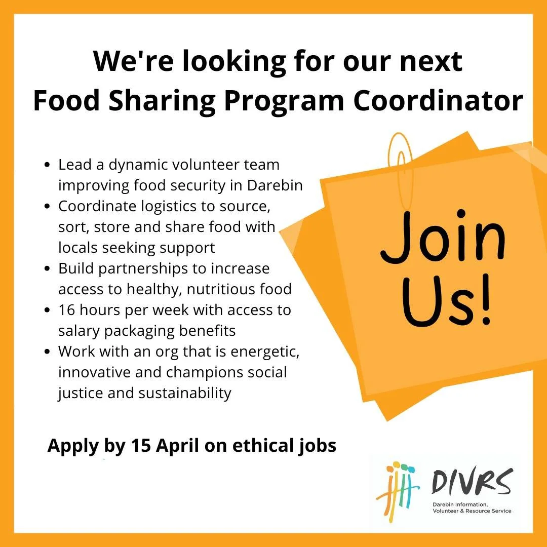Are you our next Food Sharing Program Coordinator?

We&rsquo;re looking for someone passionate about community, building partnerships, food security, health and nutrition with excellent relationship management and engagement skills and effective orga