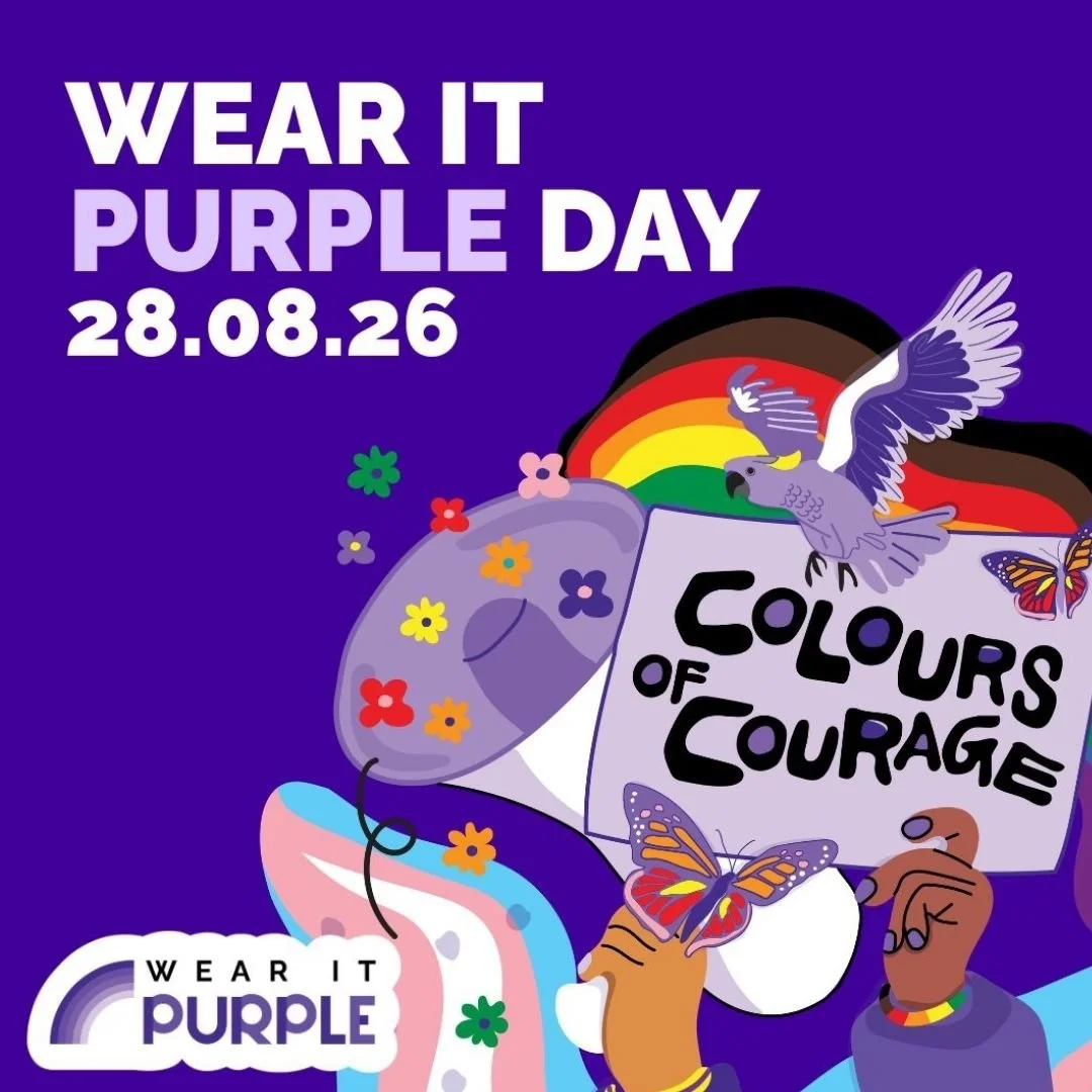 Today we all wear purple to recognise and stand in solidarity with the LGBTQIA+SB communty.

Colours of Courage recognises the bravery it takes to push for change in schools, workplaces, communities and institutions where conversations about LGBTQIA+