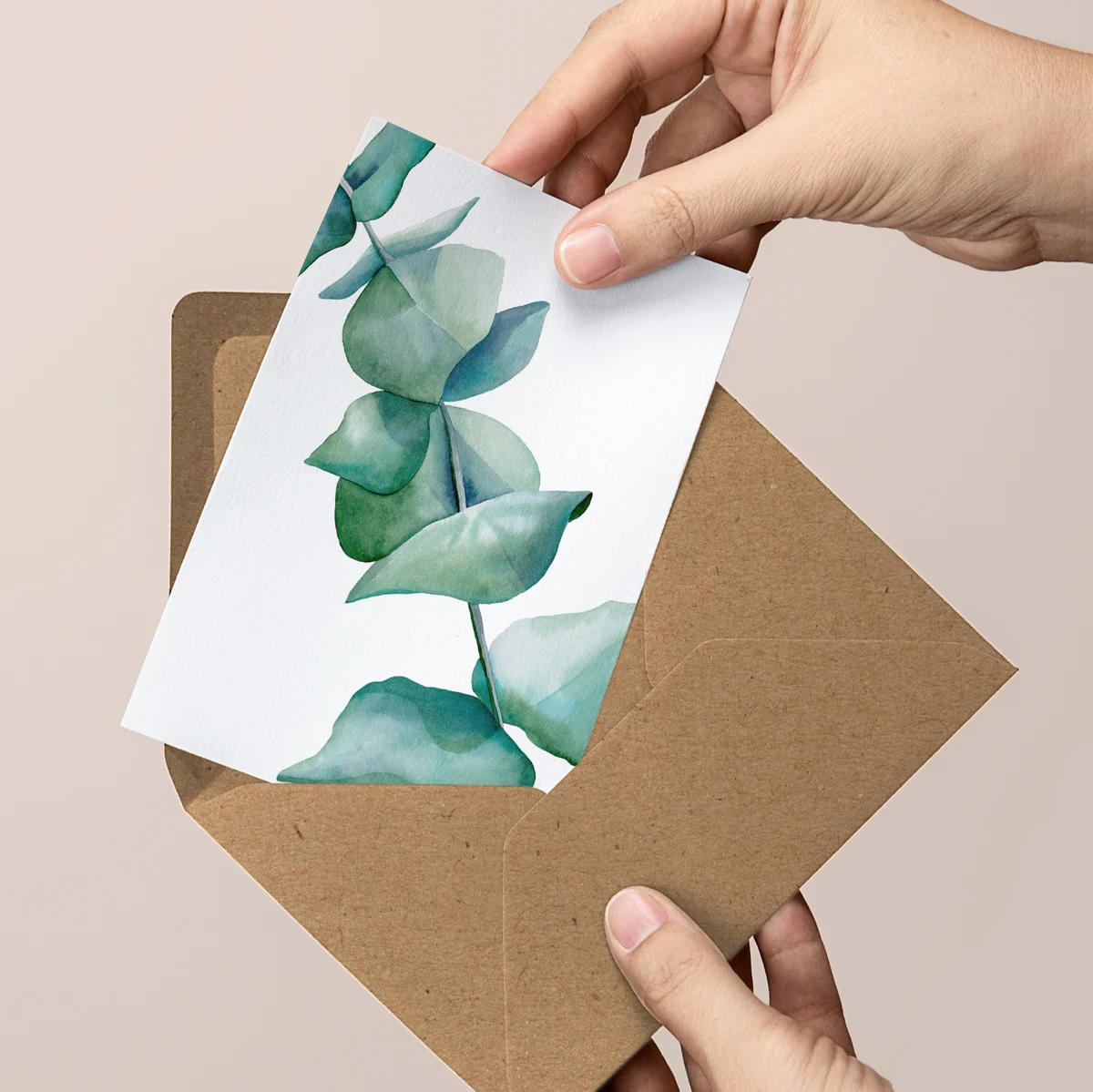 eucalyptus watercolour greeting card