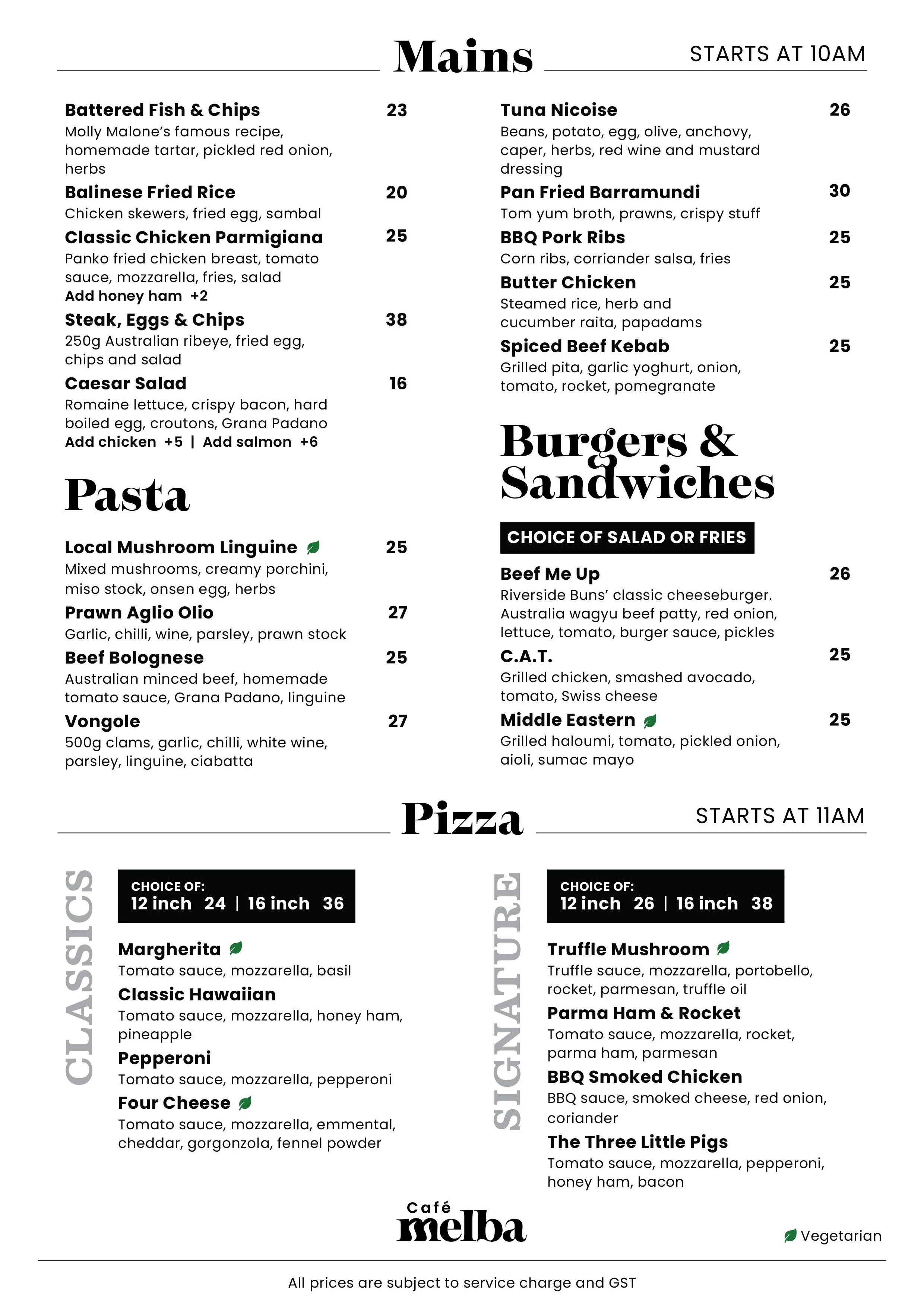 Cafe Melba | Goodman Arts Centre Menu — Cafe Melba : Melbourne-Inspired ...