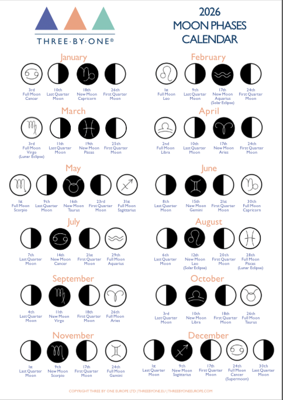 2026 Moon Phases Calendar