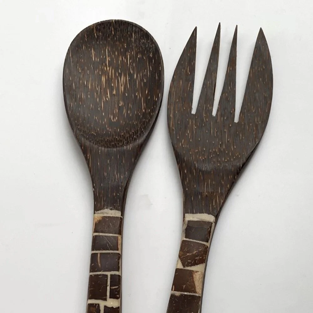 coconut wood salad servers