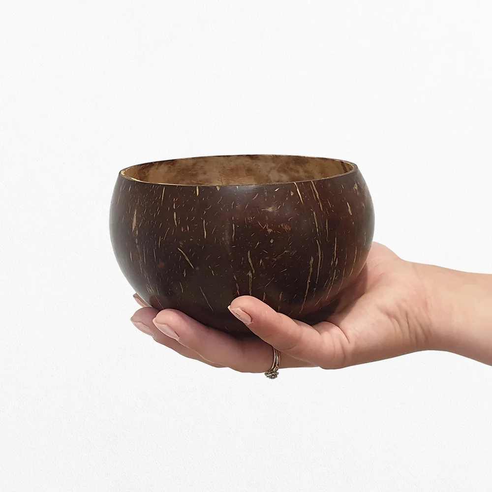coconut bowl held in hand