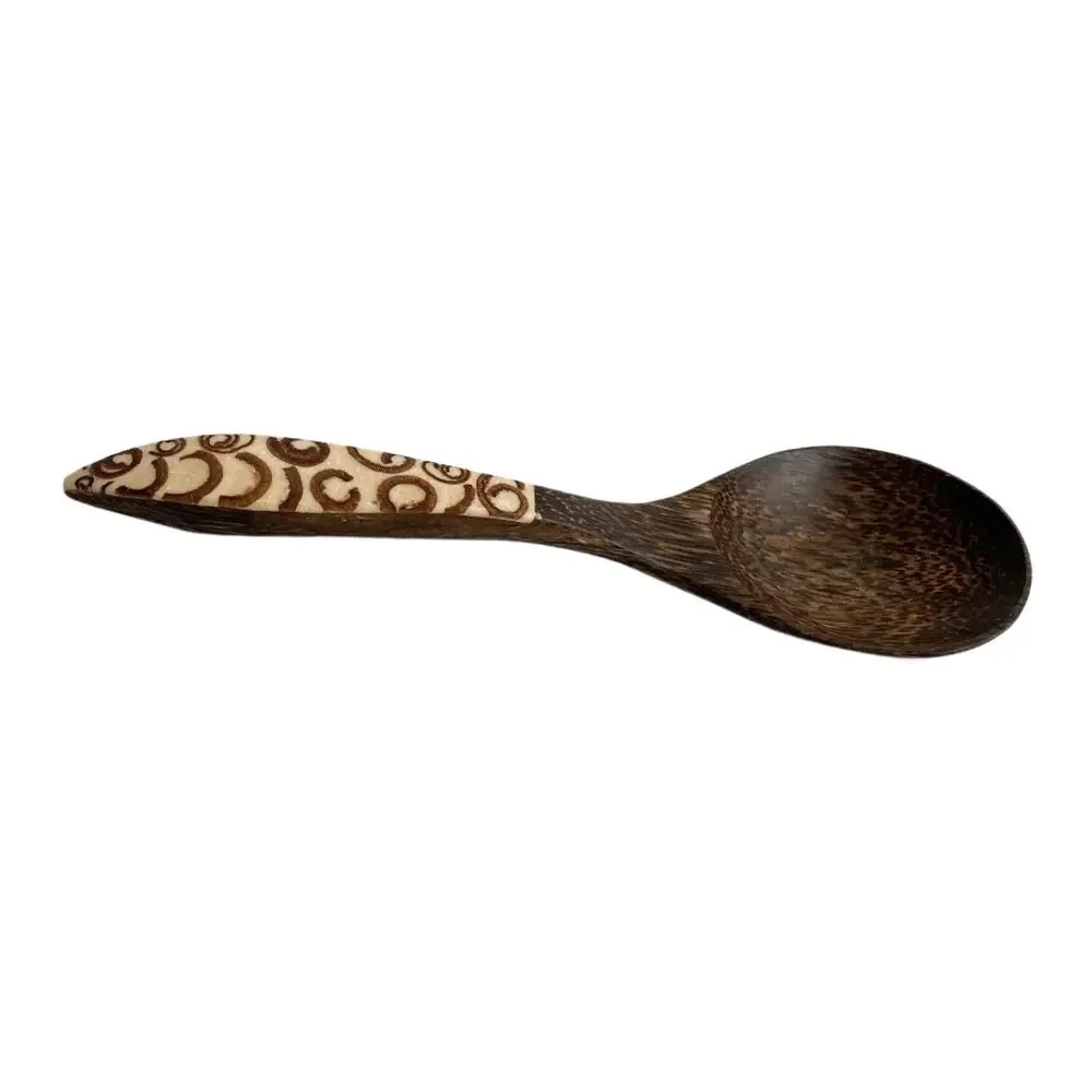 Coconut Wood Serving Spoon with Cinnamon Inlay