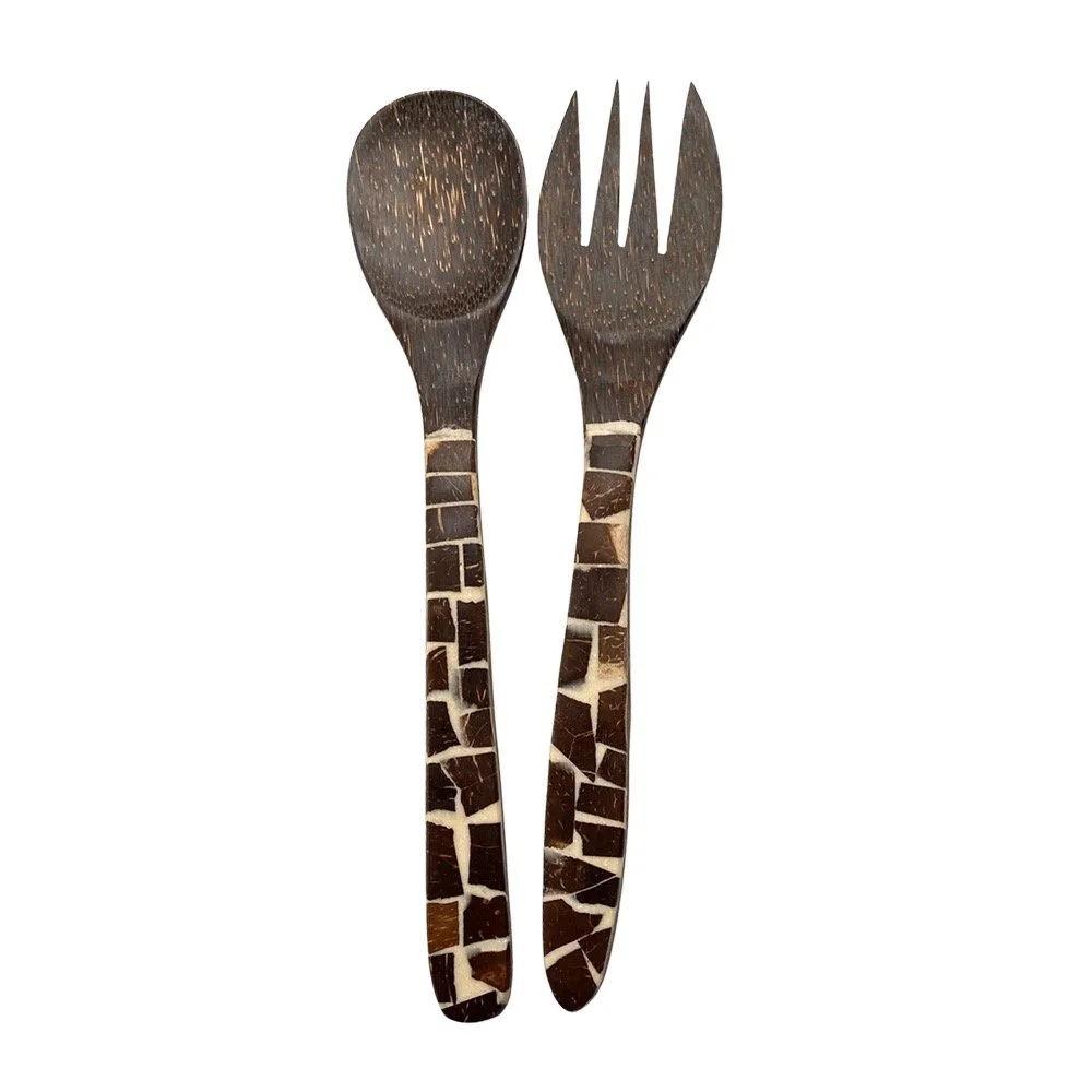 coconut wood salad servers