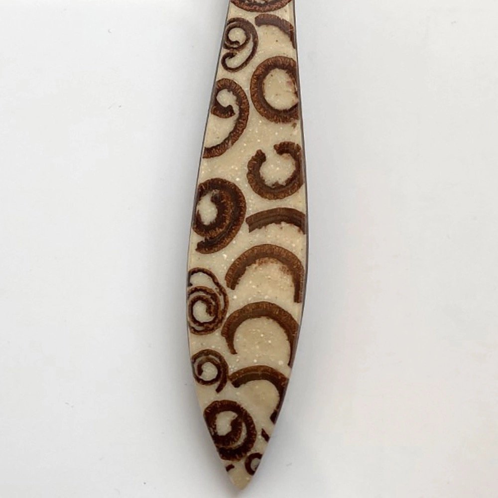 Coconut Wood Serving Spoon with Cinnamon Inlay