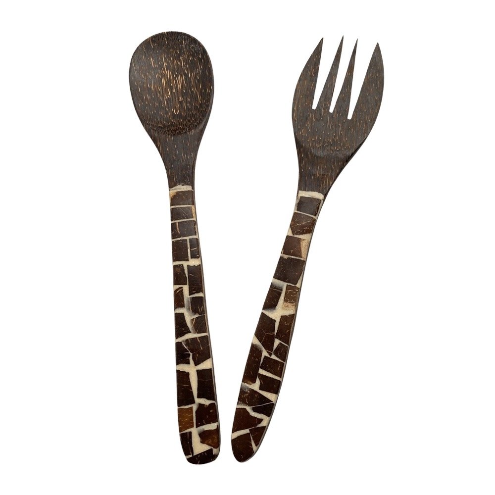 coconut wood salad servers