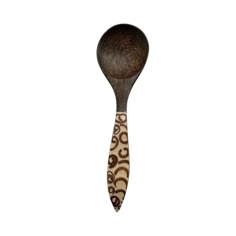 Coconut Wood Serving Spoon with Cinnamon Inlay