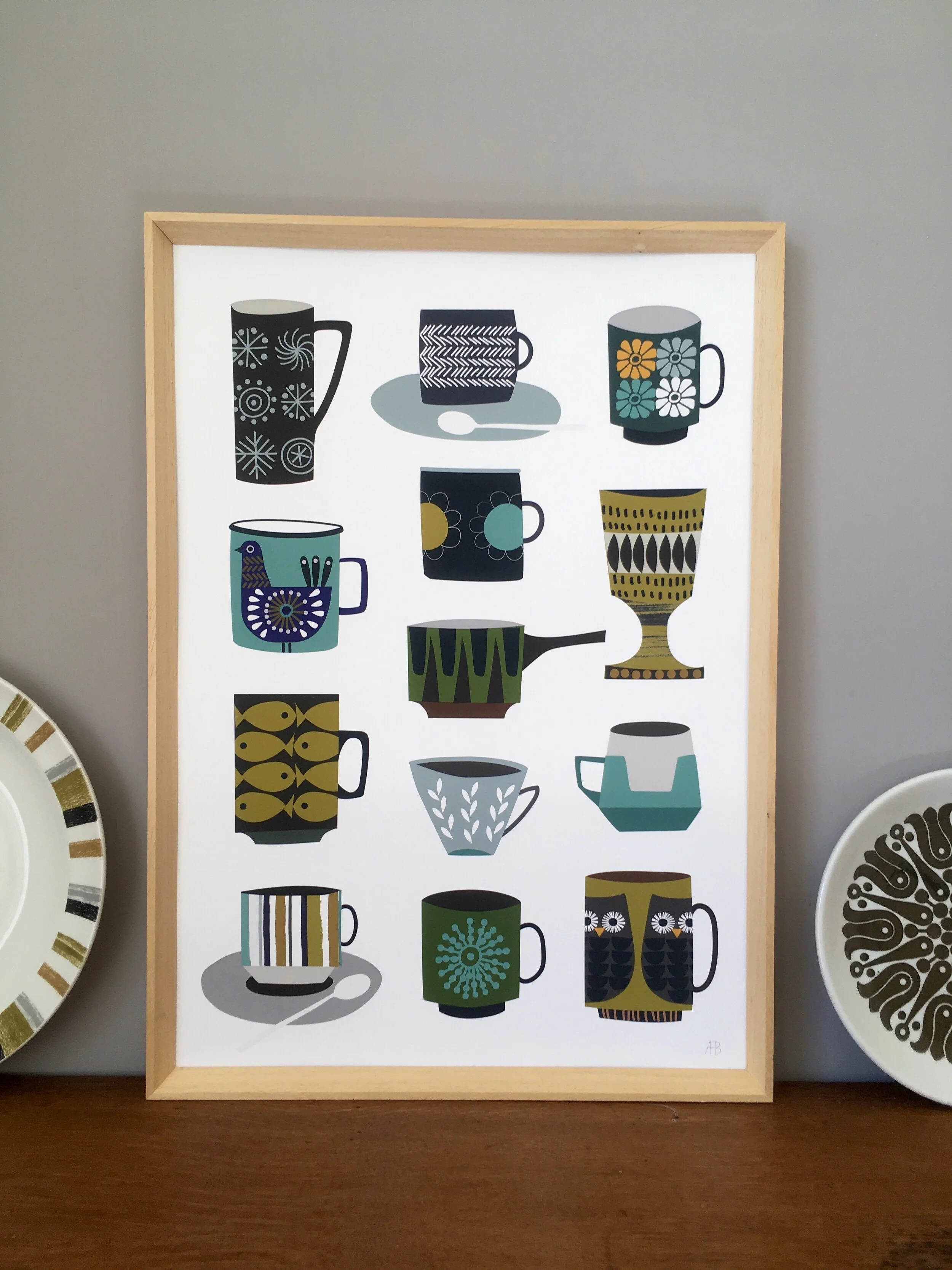 Retro Cups A3 Print