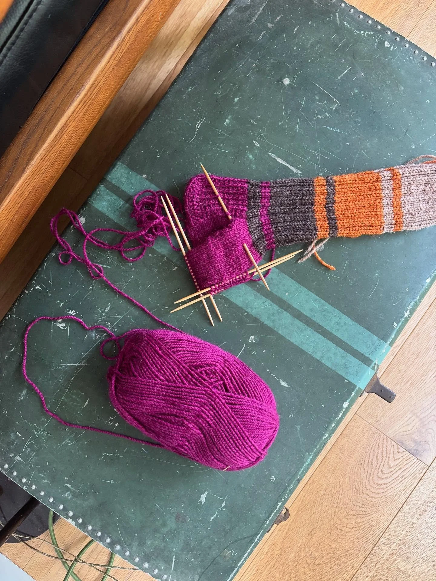 Always a colour inspired project underway in my world! Who doesn’t love a stripe?
#nordic #socks #magenta #stripes #knit