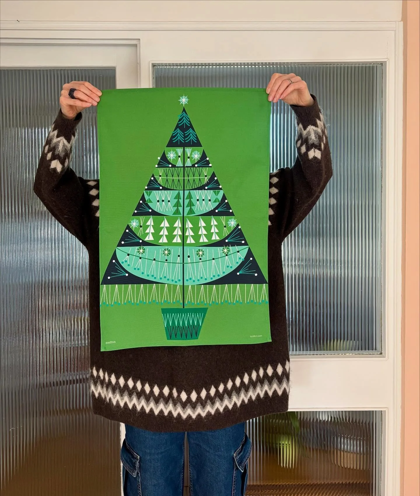 Finally feeling the festive &amp; fairisle vibes with this restock of Nordic  Xmas Tree teatowels along with the cold snap! 

More Nordic Xmas Tree cards coming next week too!

#Nordic #festive #fairisle #teatowel #gifts #xmasmadeeasy #trees #midcent