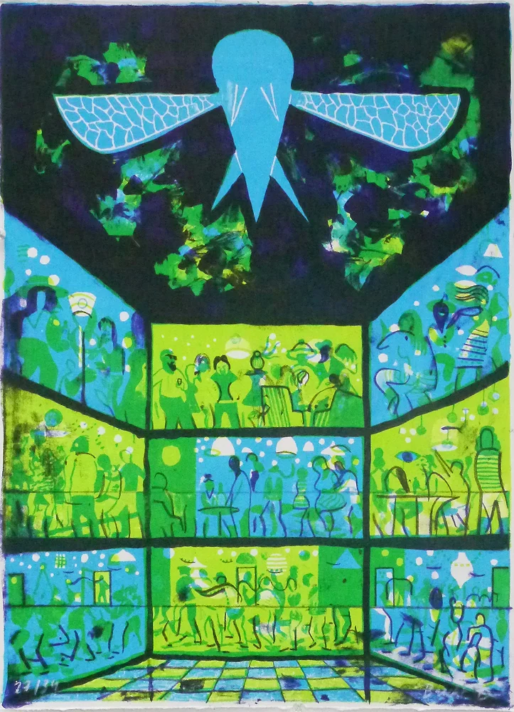 Delirium Tremens , 2016 Lithograph (on Velin BFK Rives paper 250g.) 50x32,5 cm Limited edition of 34 (signed and numbered) 400 € Contact Atelier Michael Woolworth.