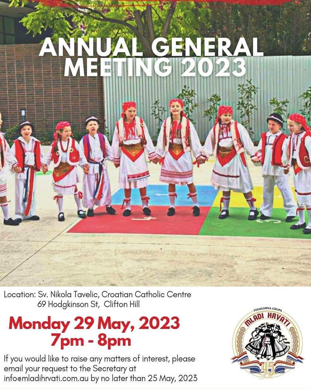 📣PUBLIC ANNOUNCEMENT 

F.G Mladi Hrvati Annual General Meeting

Monday 29 May, 7pm.