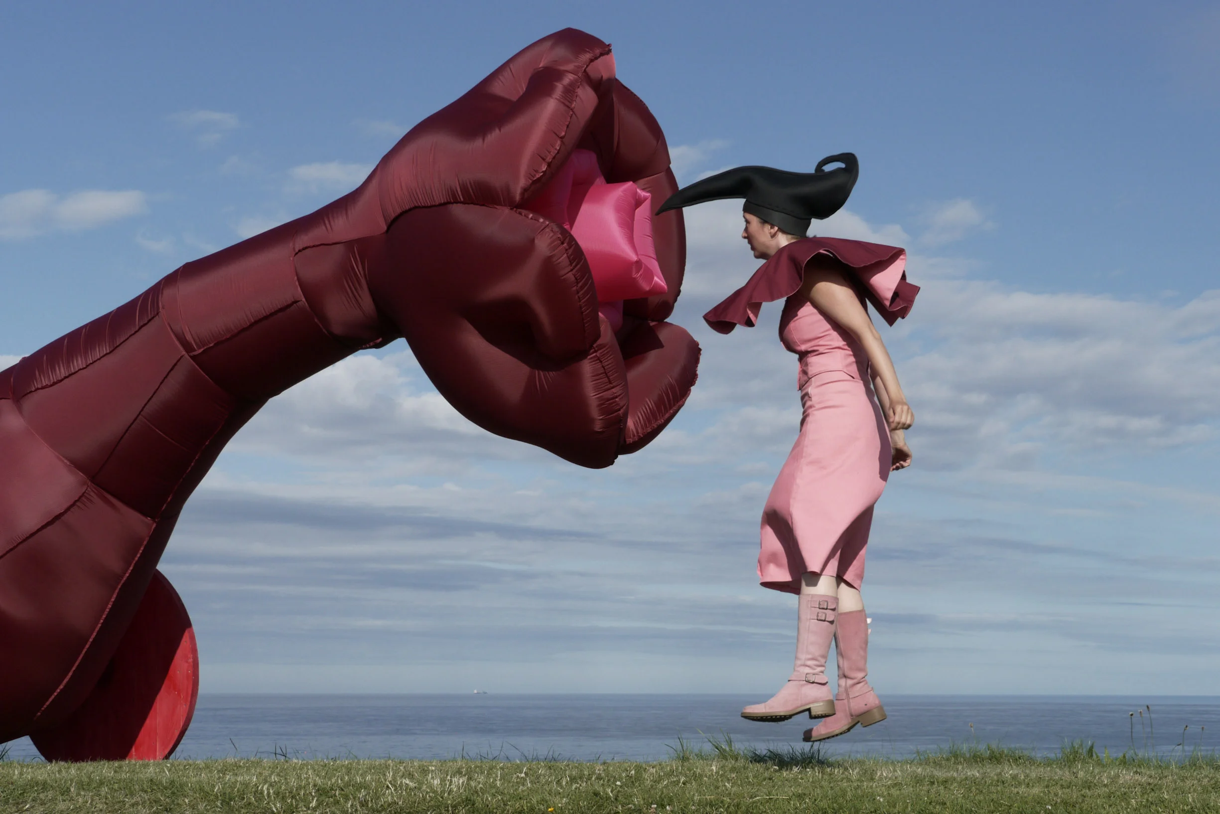 Artist Zoe Walker and her 'Love Cannon', Berwick Upon Tweed