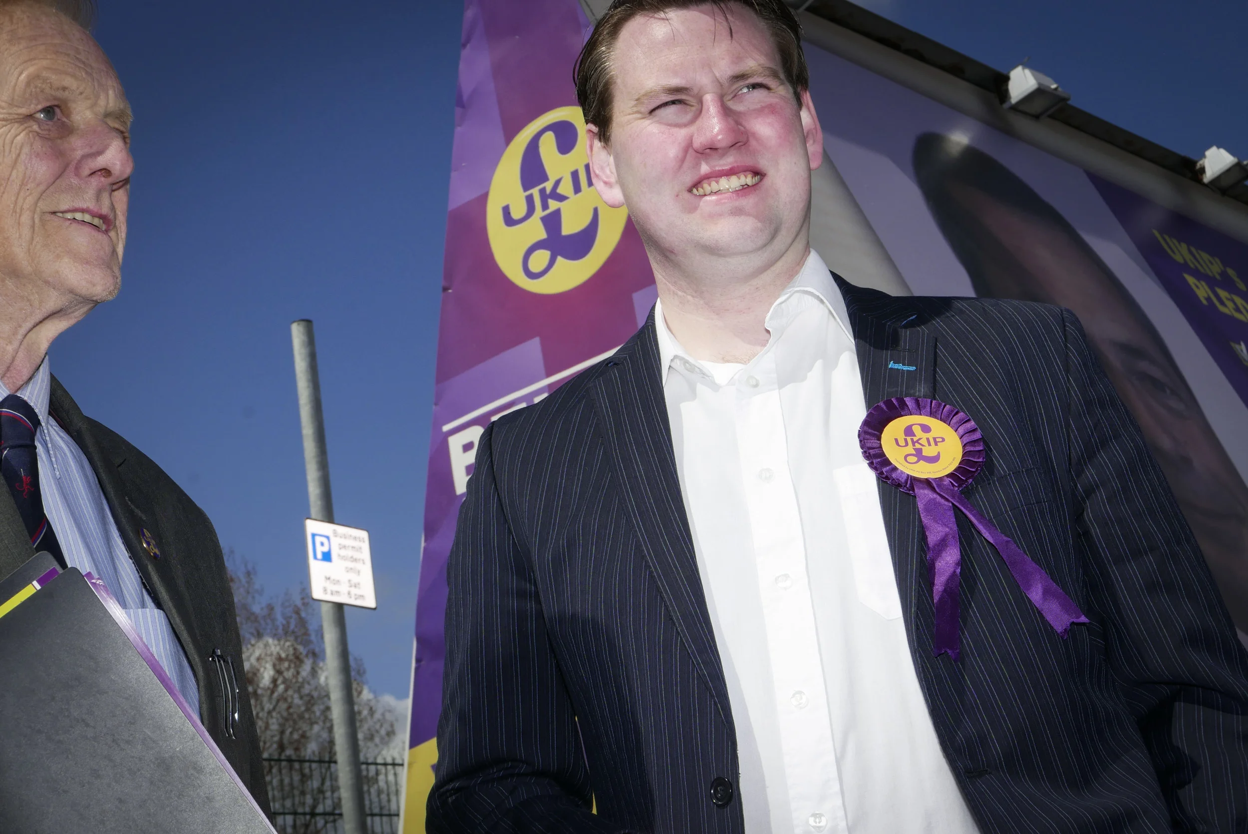 Canvassing with the UKIP candidate Philip Broughton during the 2015 General Election in Hartlepool, 30/4 2015. Client: The Financial Times