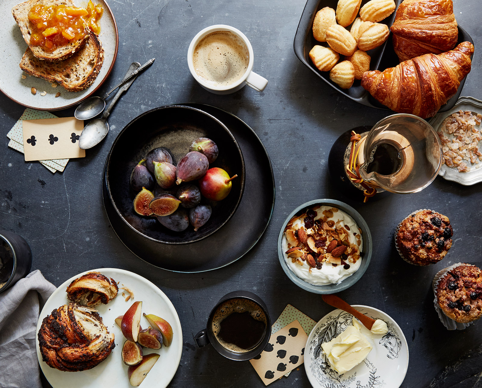 Fall Breakfast Spread | croissants, figs, granola