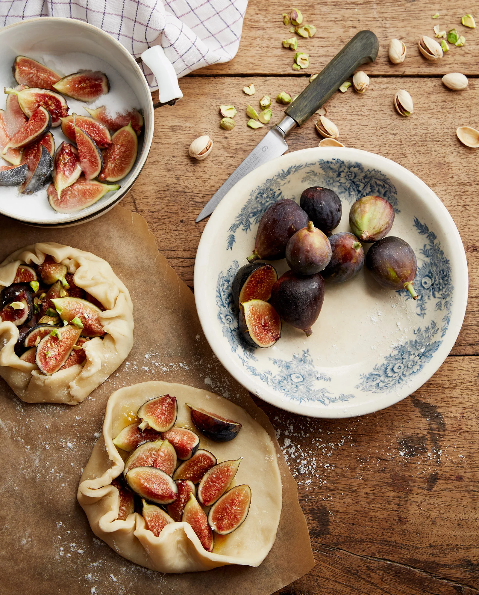 Process baking fig galette with pistachios