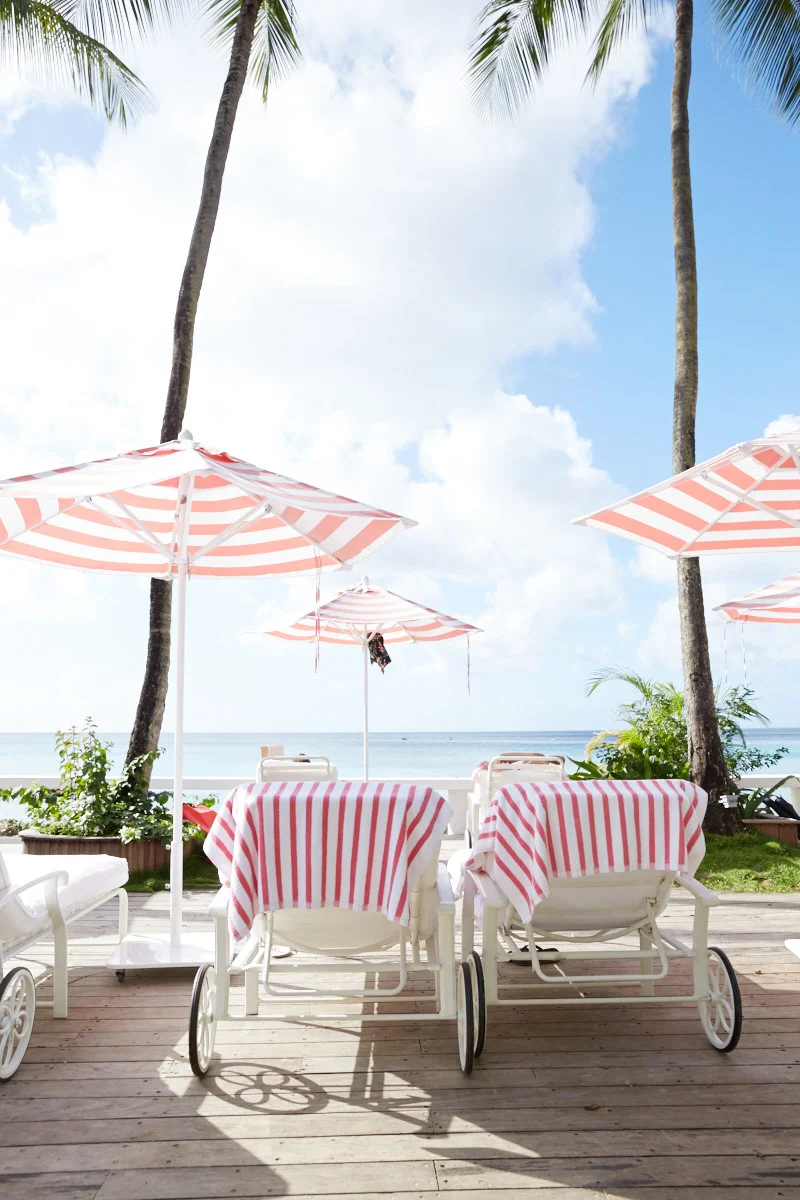 striped beach deck chairs