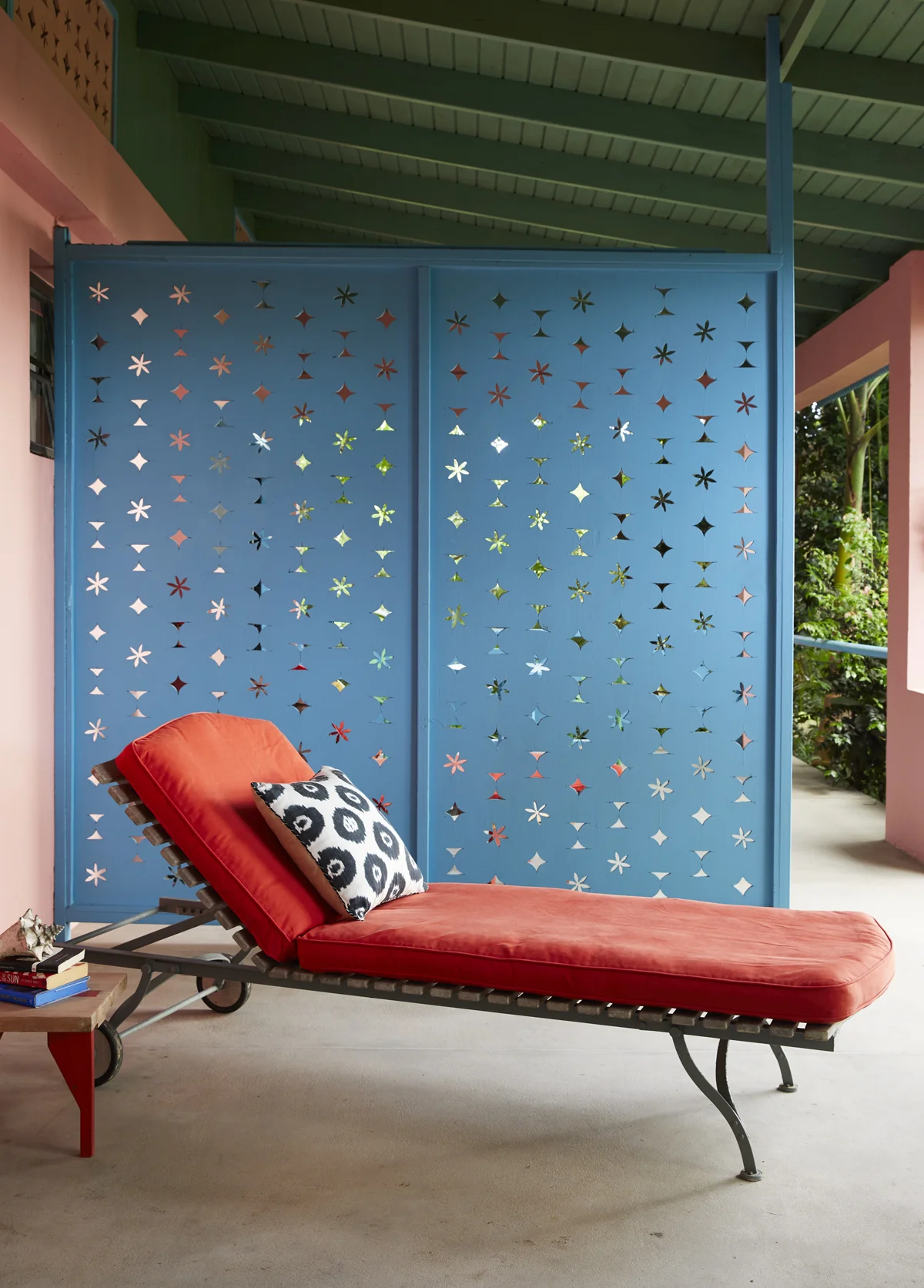 Red lounge chair in the Caribbean