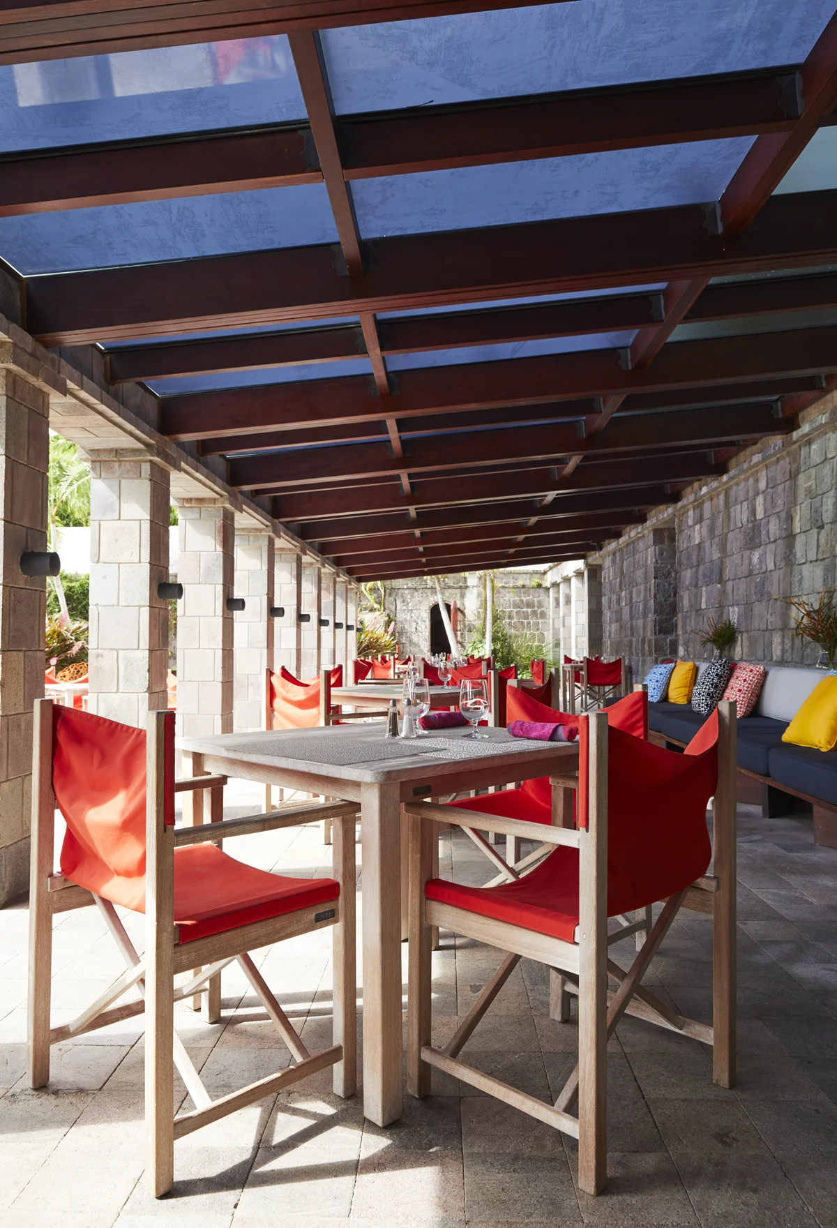 Outdoor seating at Caribbean hotel