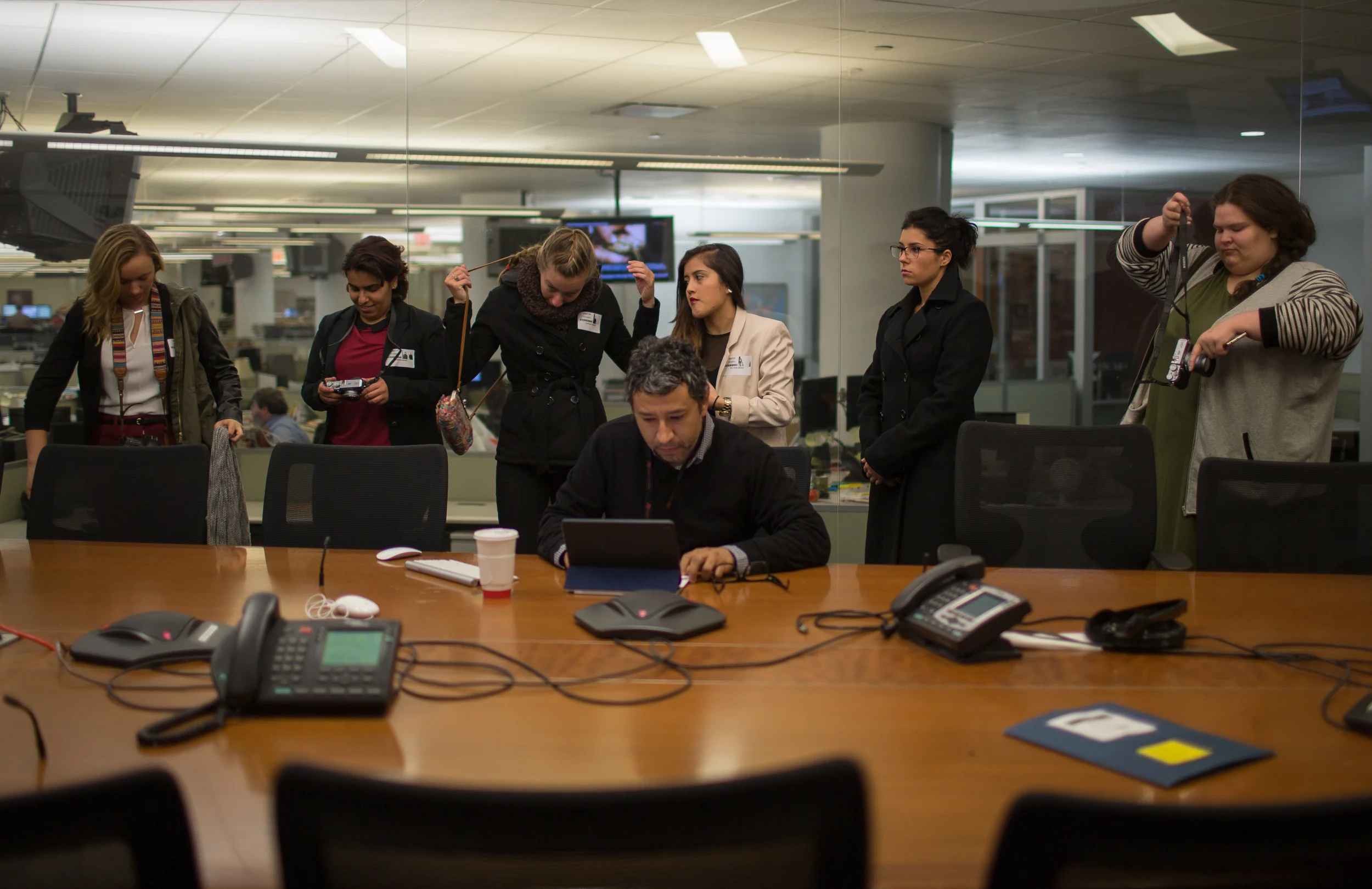 Waiting for the international meeting at the Associated Press in Manhattan, N.Y. on Oct. 19, 2015.