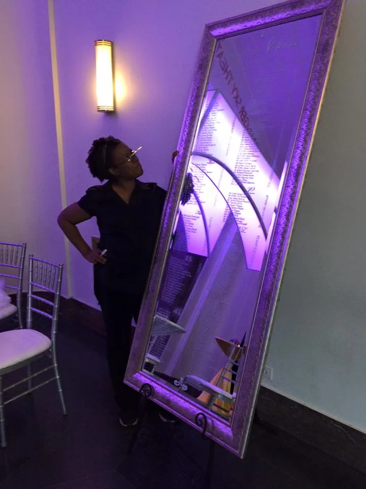 Admiring a mirror I completed on site at Adler Planetarium last summer...