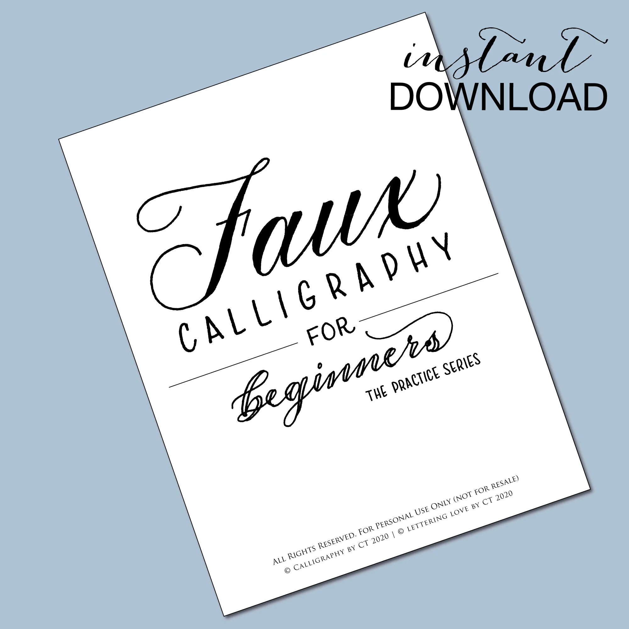 Faux Calligraphy / For Beginners / Instant Download