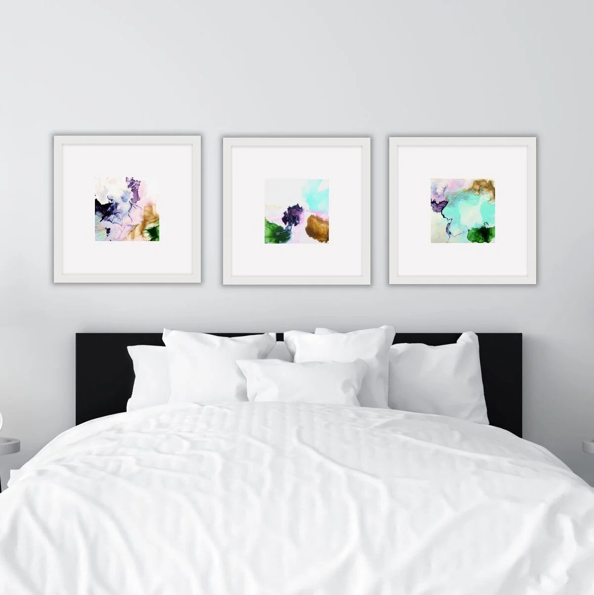 Transformations prints in black and white bedroom.jpg