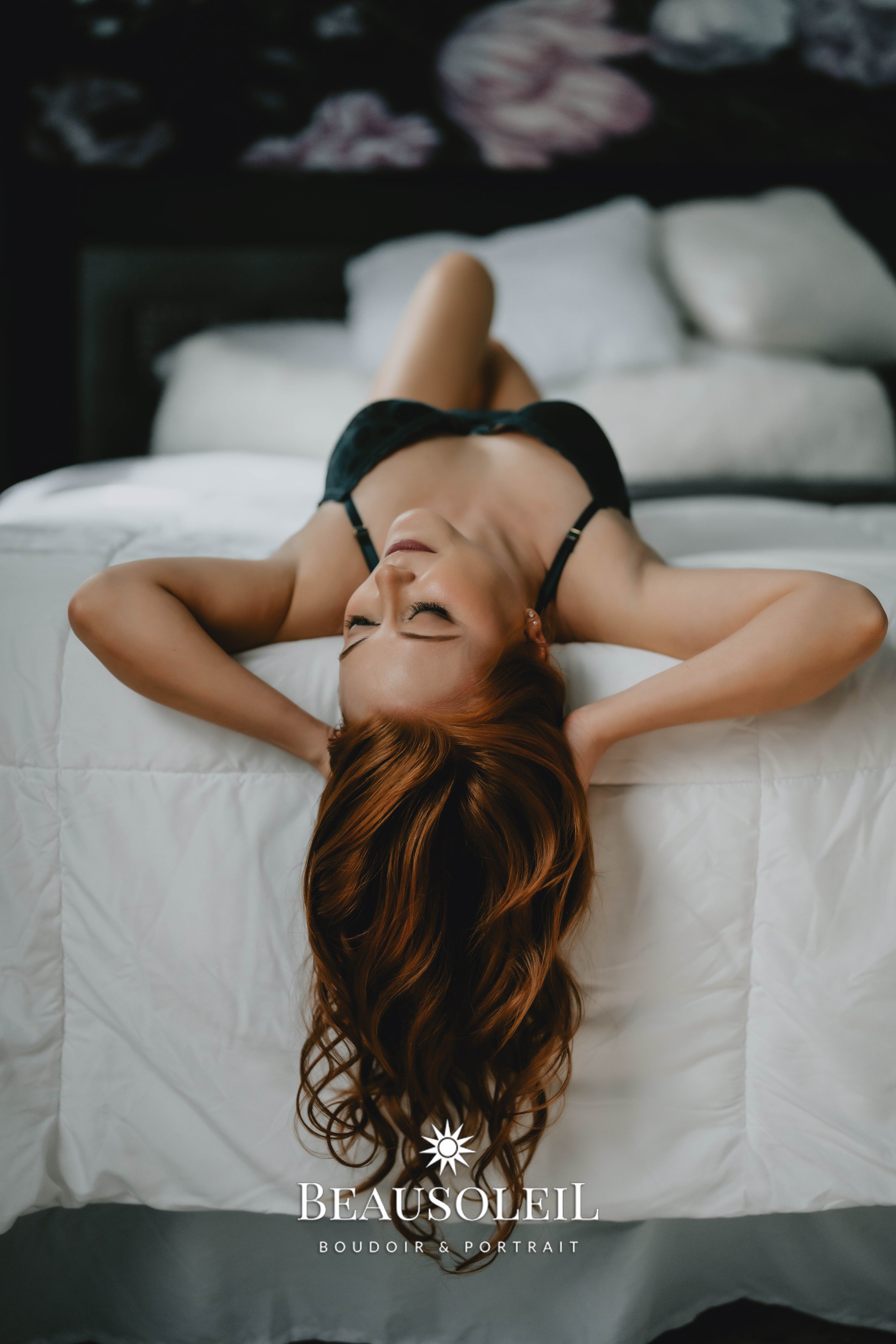 The girl is lying on the bed in a hotel room or at home Stock Photo - Alamy