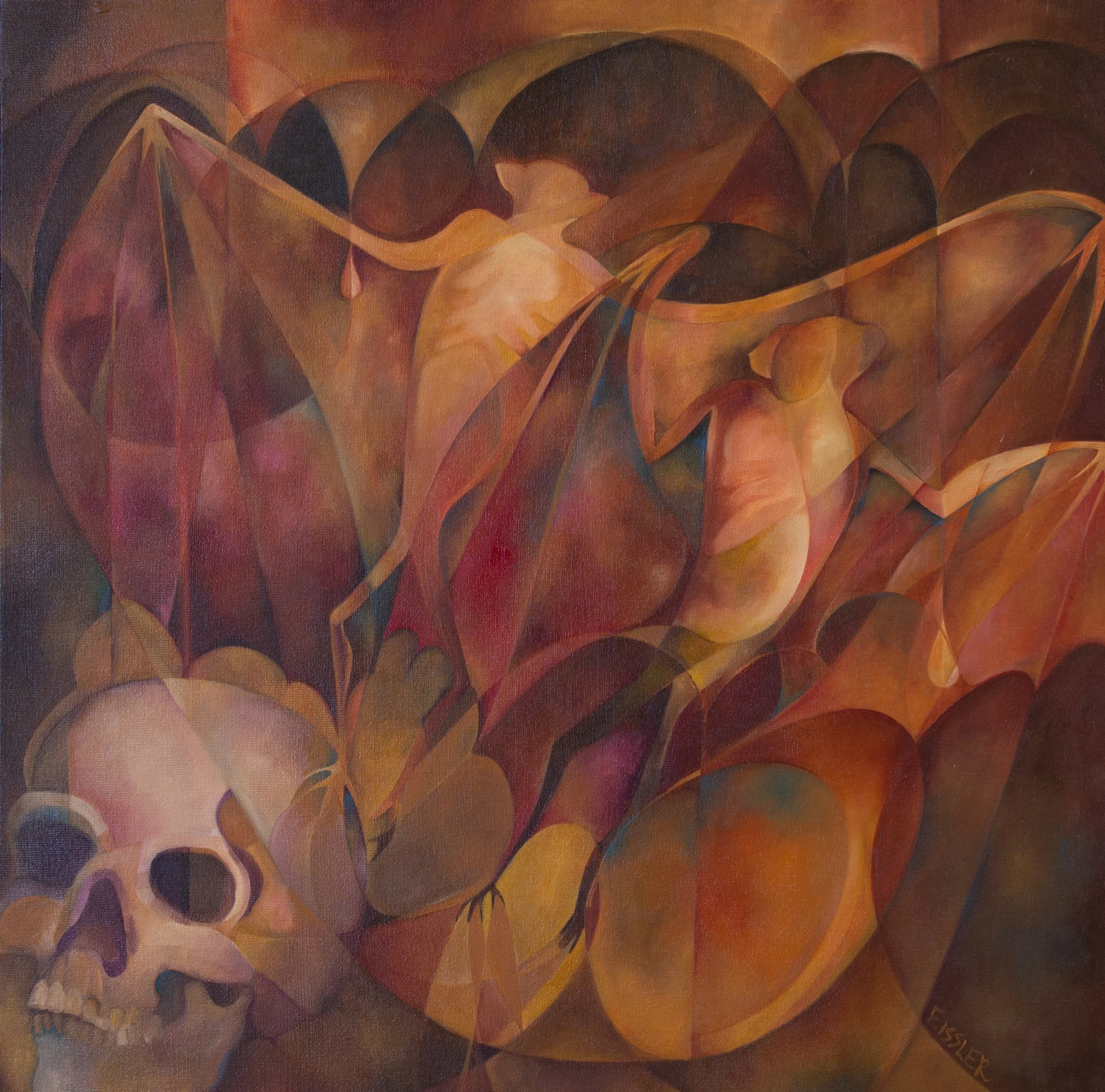 ECHOES FOR A SILENT WITNESS, oil on canvas, 18" x 18"