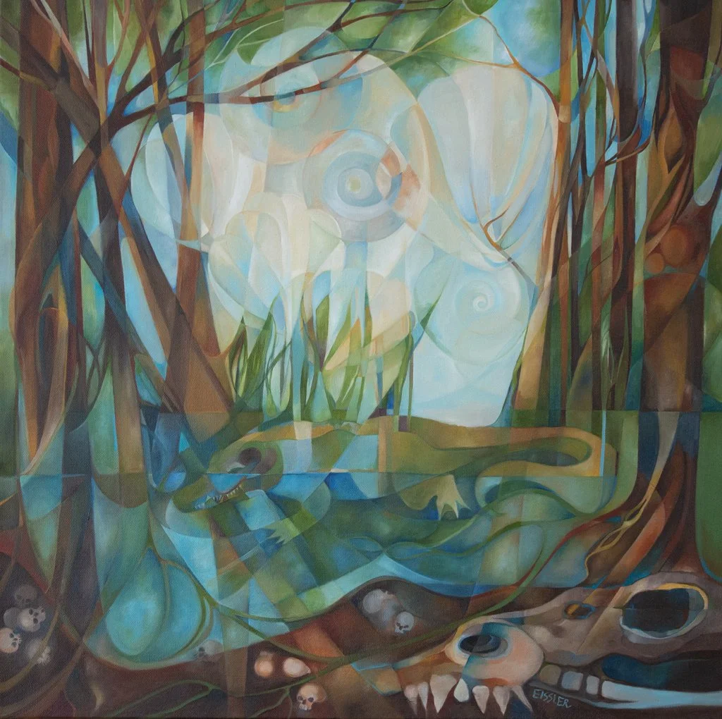 LAGOON OF THE LIVING PAST, oil on canvas, 24" x 24"