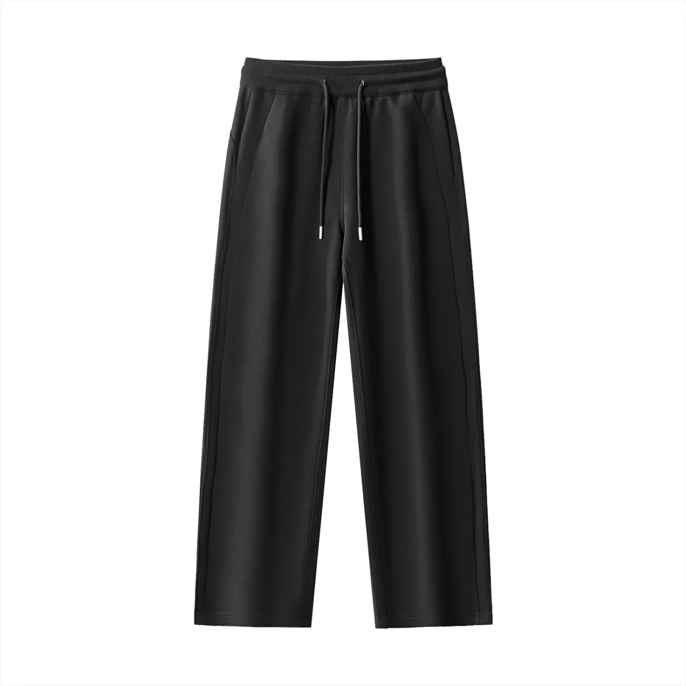 Essential Drawstring Straight-Leg Sweatpants BLK Front.webp