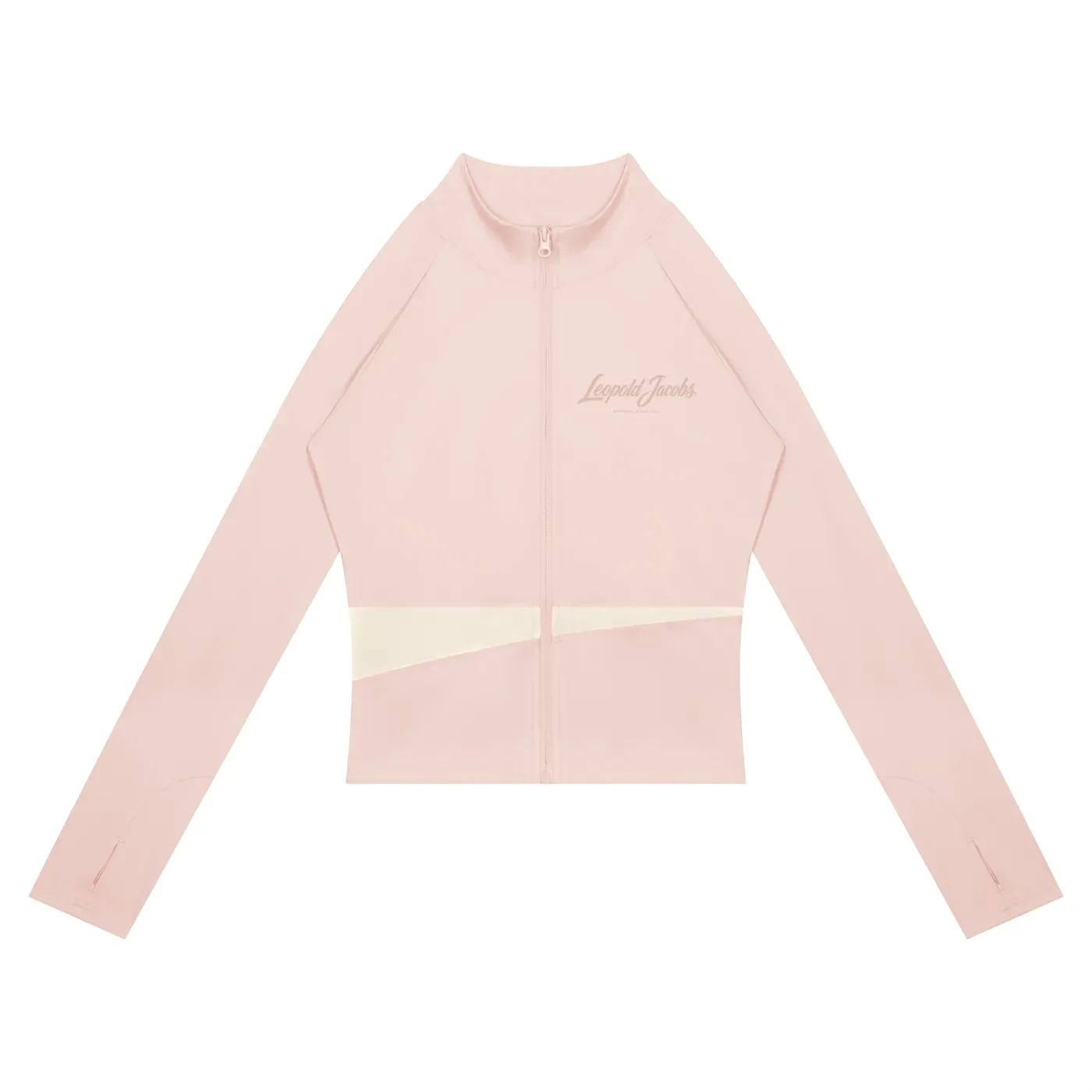 Women's Paneled Yoga Jacket Pink Front.webp