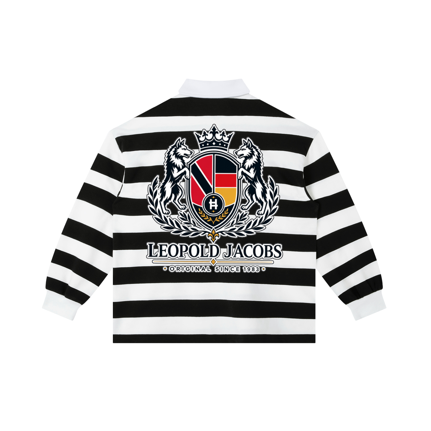 Color Block Stripe Polo Shirt - Black - Back