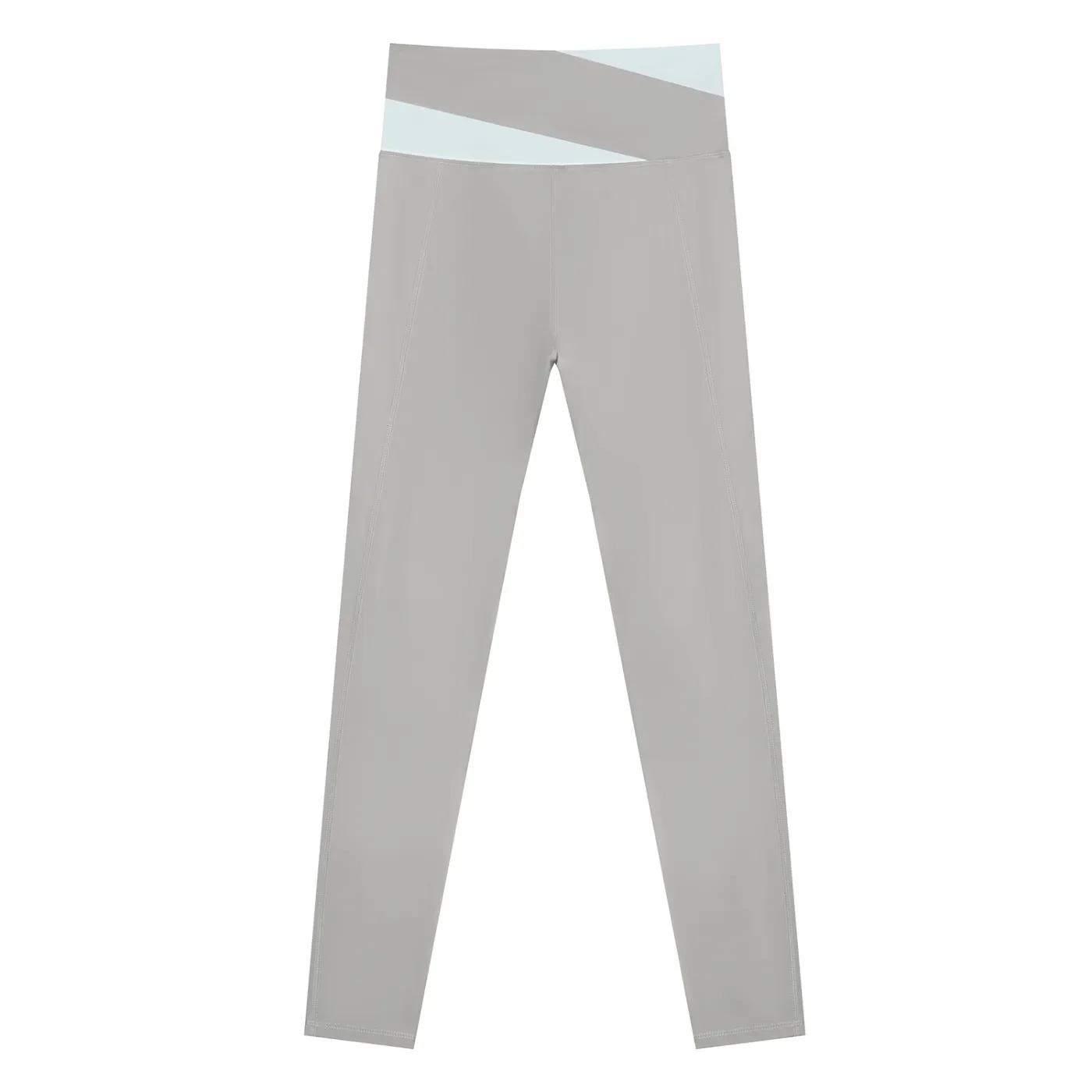 Women's Color Block Yoga Leggings Light Gray with Blue Back.webp