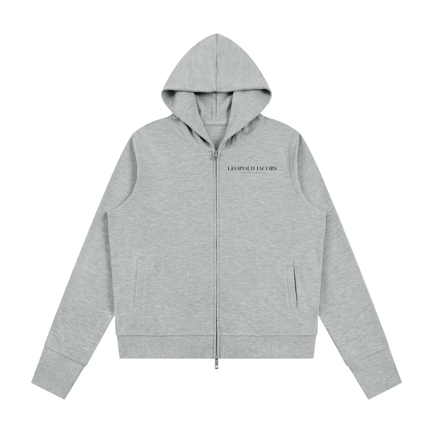 Women's Waffle Full Zip Hoodie GRY Front.webp