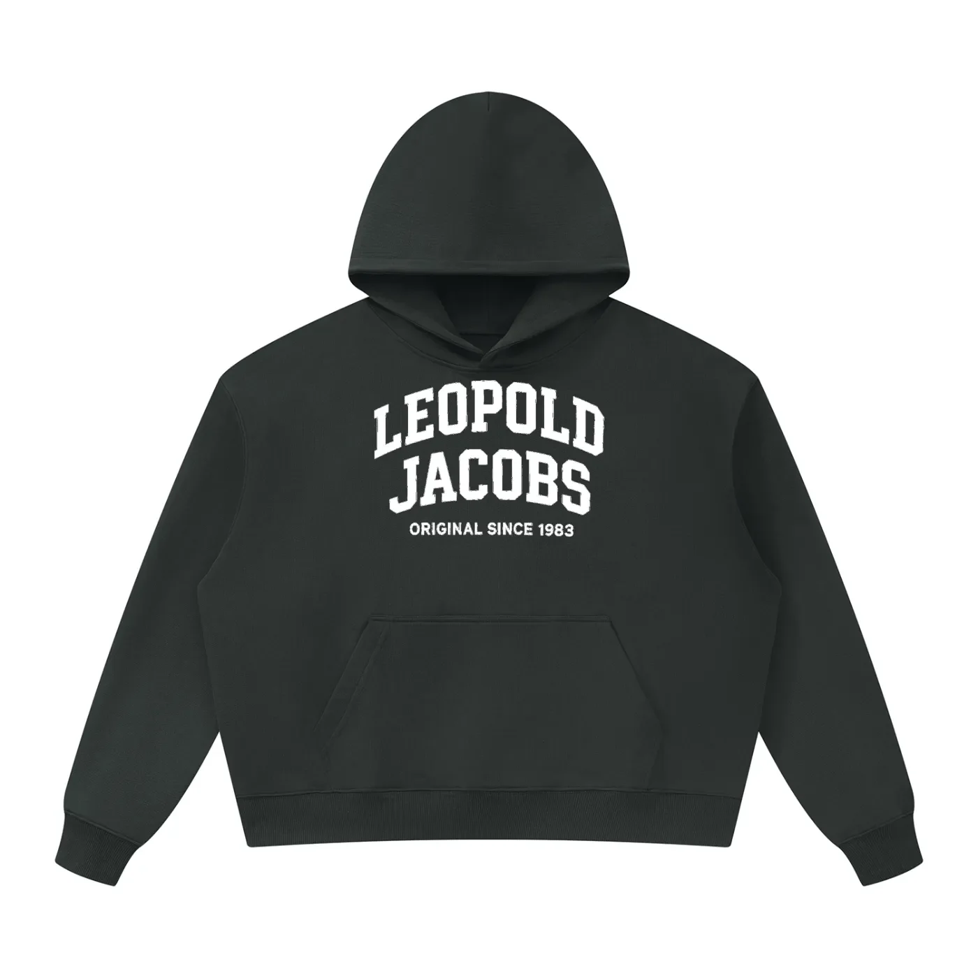Leopold Jacobs Oversized Heavyweight Hoodie Dark Grey Front.webp