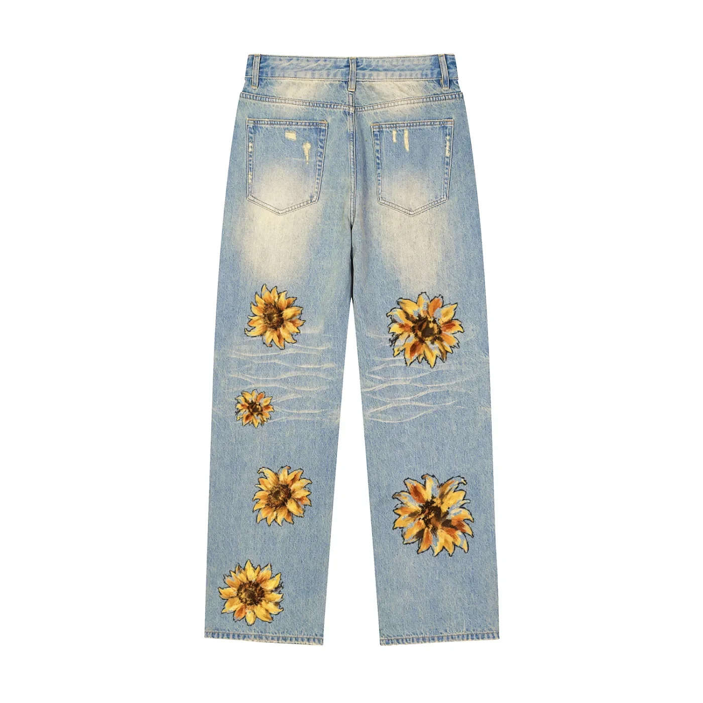 Sun Fade Raw Hem Denim Jeans back.webp