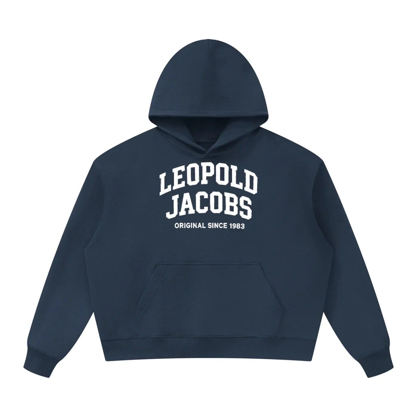 Leopold Jacobs Oversized Heavyweight Hoodie Navy Blue Front.webp