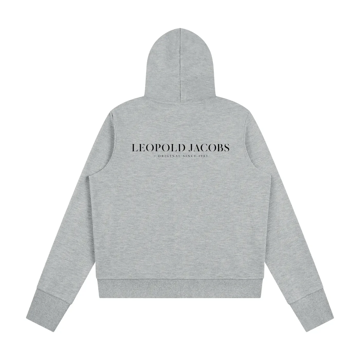 Women's Waffle Full Zip Hoodie GRY Back.webp
