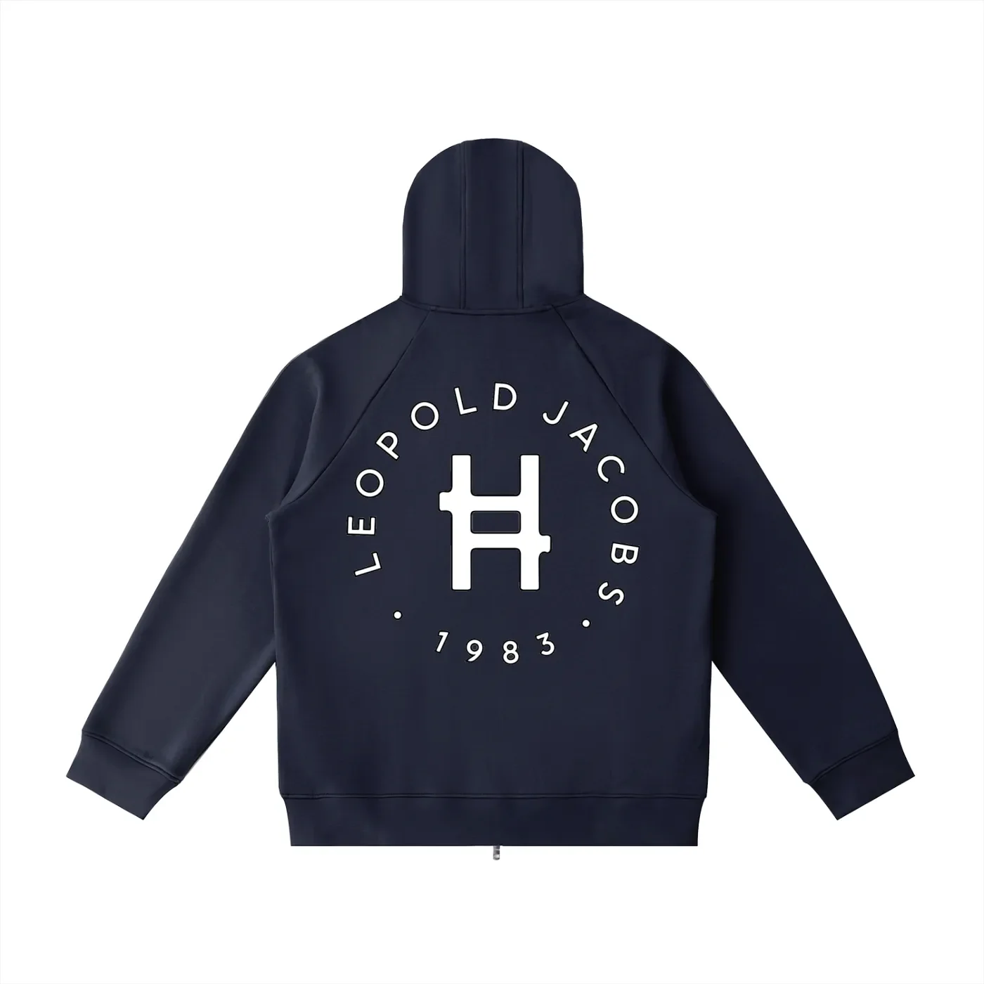 Heavyweight Raglan Sleeve Zip Hoodie NVY - Back.webp