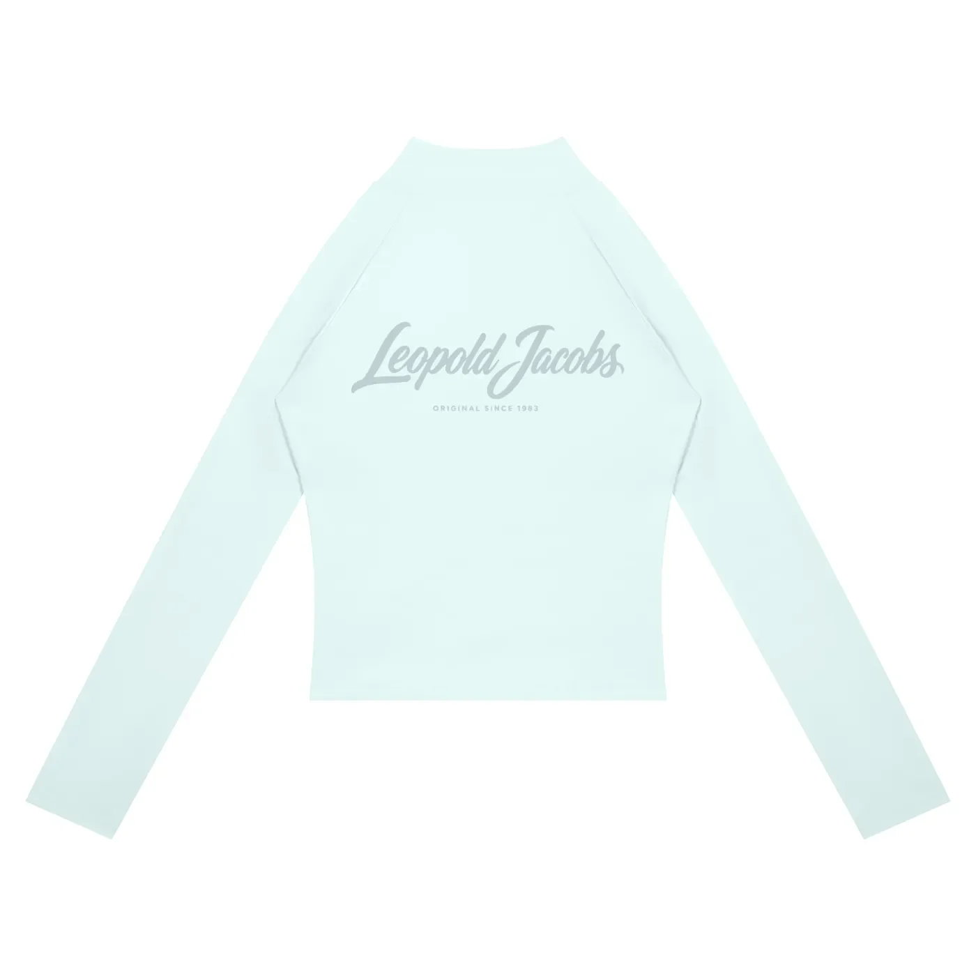 Women's Paneled Yoga Jacket Light Blue & Gray Back.webp