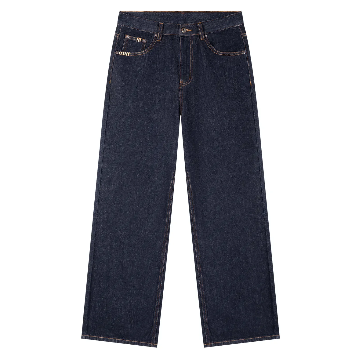 Heavyweight Straight Leg Denim Jeans navy Blue front.webp