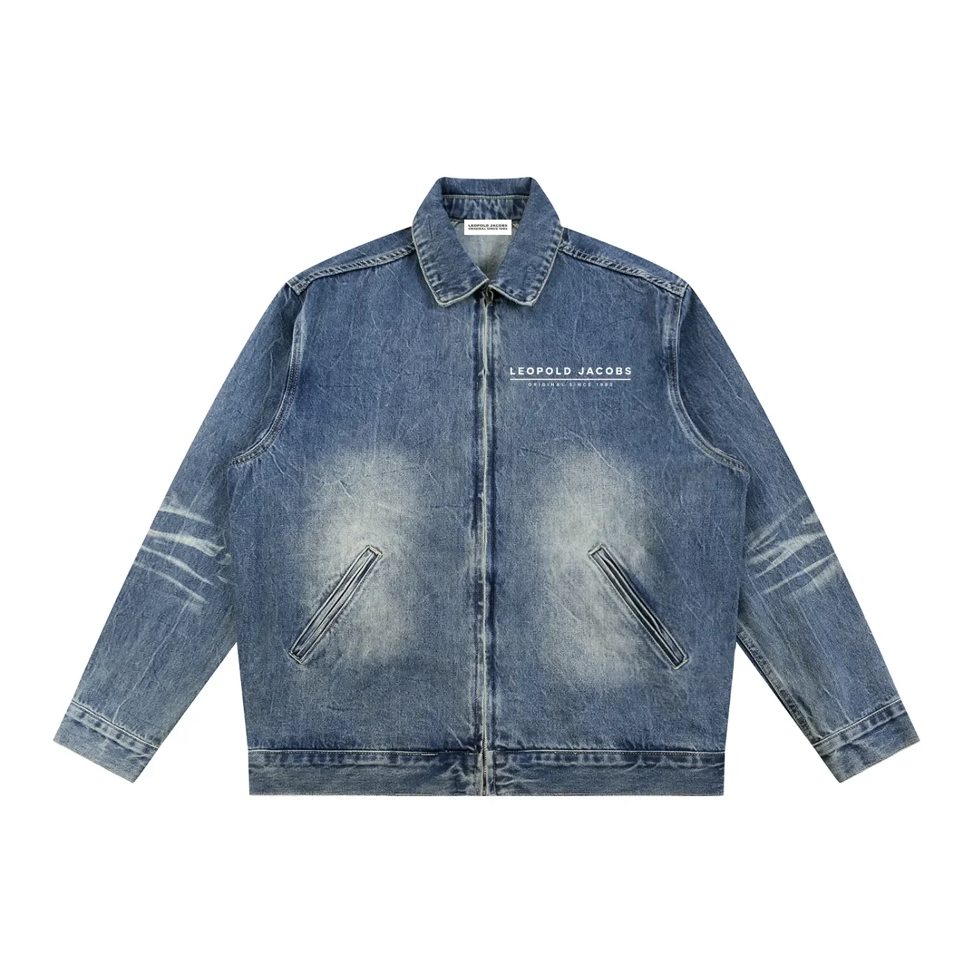 Vintage Wash Zip Up Denim Jacket front.webp