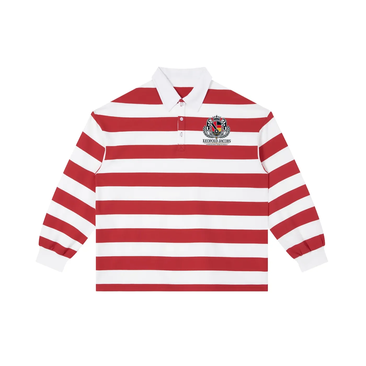 Color Block Stripe Polo Shirt - Red - Front